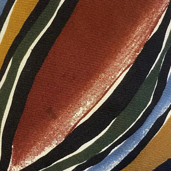 Pierre Cardin Men's Silk Tie Geometric Pattern Green Blue Brown Vintage - Picture 14 of 16
